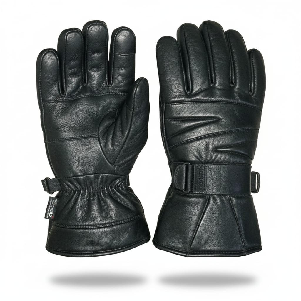 Men’s Genuine Sheep Leather Winter Gloves – Black
