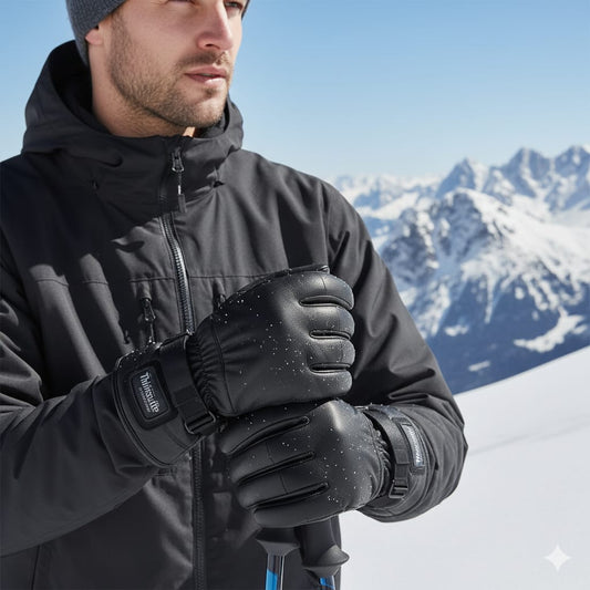 Men’s Genuine Sheep Leather Winter Gloves – Black