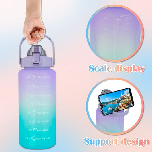 3 Pack Water Bottles with 2L Large Bottle 700MLPortable Bottle and 300ML
